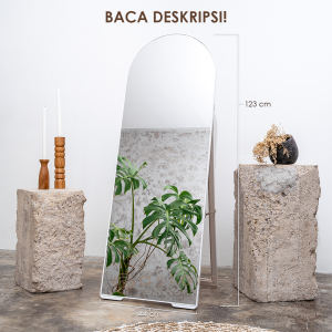 Astare - Standing Mirror Aesthetic Oval Minimalis 120×40cm - Gratis Packing Kayu