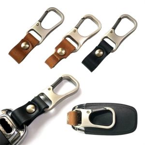 RIN9353 Gift For Man Metal Genuine Leather Bag Charms Key Ring Business Car Key Holder Keys Organizer Car Keychain Leather Keychain