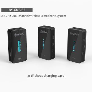 BOYA BY-XM6 / BY-XM6-S1 / BY-XM6-S2 2.4GHz Dual Channel Ultra-Compact Wireless Microphone Vlog Mic OLED Display Real-time Monitoring for DSLR Camera Smartphone PC Live Streaming Interview S1 S2