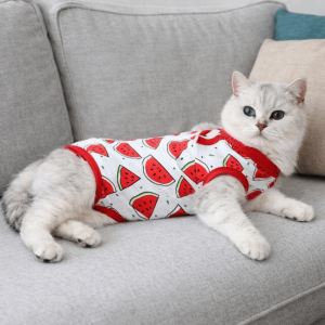 STARRY Fruit Printed Cat Recovery Clothing Breathable High Elasticity Pet Anti-Licking Vest Lightweight Soft Cat Sterilization Suit Pet Care