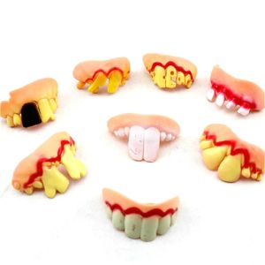 SANGYI Denture gags ฟันปลอมแบบตลก สไตล์10 นักช้อป ฟันฟันปลอมปลอม ของเล่นประกอบวันฮาโลวีน แผ่นยางรอง ฟันน่าเกลียด แกดเจ็ตแปลกใหม่