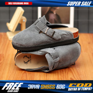 Nigata Sandal Slop Pria Boston Casual Selop Hitam Cowok Trendy Kekinian
