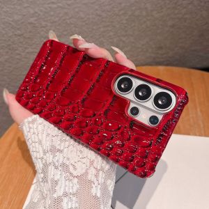 Creative Glossy Crocodile Leather Texture Case For Samsung Galaxy S26 S25 S24 S23 S22 Ultra Frameless Shockproof Protect Cover