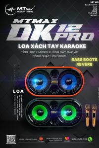 [ƯU ĐÃI MÙA LỄ HỘI - TẶNG NGAY MICRO VÀ PHỤ KIỆN ] Loa Karaoke Xách Tay Mới Nhất 2025 - MTMAX DK12 Pro - Loa Bluetooth 3 Đường Tiếng Công Suất Lớn 500W Bass Đôi 2 Tấc Âm Thanh Mạnh Mẽ Bảo Hành Chính Hãng 12 Tháng