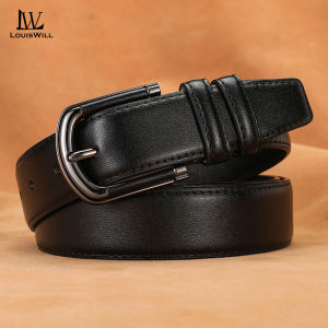 LouisWill Men Belts Leather Belt Second-layer Cowhide Leather Belt Simple Waist Belts 120cm Adjustable Length Belts for Men with Classic Buckle Vintage Jeans Belt
