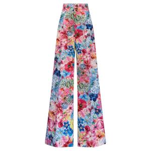 กางเกงขายาวเอวสูง ทรงกระบอก ผู้หญิง พิมพ์ลายดอกไม้ ผ้าคอตตอน ทิ้งตัว ใส่สบาย สีสวย รุ่น IR087