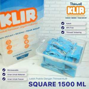 Thinwall KOTAK 1500 ml + tutup / kotak makan plastik KLIR ANTI PECAH - ANTI BOCOR isi 25pcs