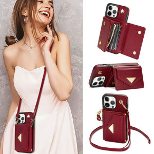 FCCrossbody Wallet Case for iPhone 17 Pro Max Air 16 Pro 15 Pro 14 Pro Max 13 /12 Pro iphone 11 XS MAX XR 7 8 Plus Leather Case with Card Holder Women Strap Lanyard Handbag Purse Cover Kickstand Case for iPhone 15 Pro Max iphone Case