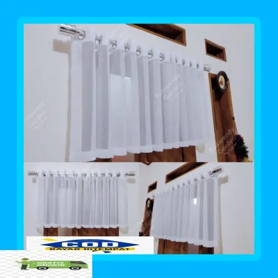 Gorden Vitrase import Jendela Pendek model Smokring Trasparan Putih Polos Tirai Loster Pintu Gorden Poni 100x 50cm tinggi 50cm murah terbaru elegan