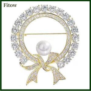 Fitow Round White Cute Bowknot Brooches For Women Fashion Creative Luxury Alloy Anti-glare Lapel Clothes Fixed Pins