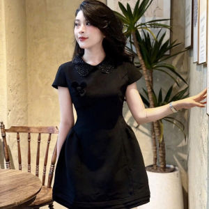 Đầm dáng ngắn phần chân váy phồng nhẹ thiết kế có cổ đính kim tuyến siêu sang NEWFASHION99