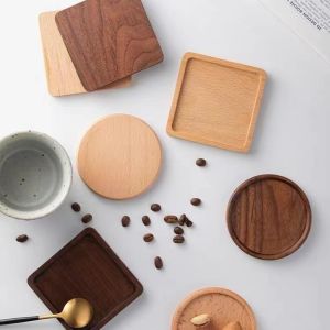 Wooden Coaster Insulated Coaster Household Minimalist Wooden Coaster Square Round Thickened Coaster