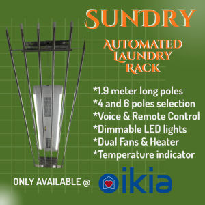 Oikia SunDry Automated Laundry Rack (1.9m Stainless steel poles) / Clothes Drying Rack / Laundry Drying Rack / Laundry Rack