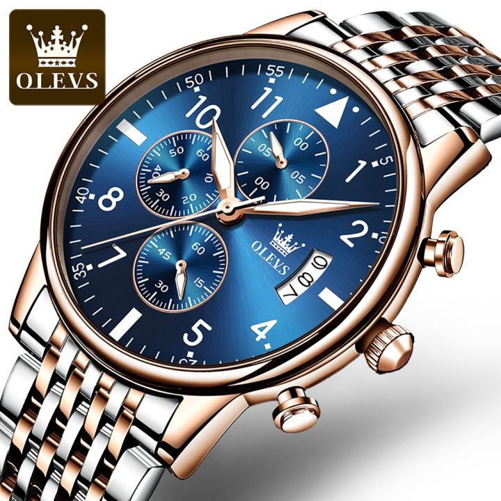OLEVS 2869 Waterproof Watch For Men Fashion Stainless Steel Band Quartz
