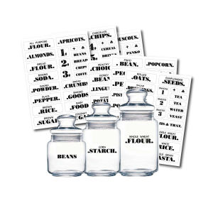Customized Seasoning Containers Stickers Transparent Waterproof English Food Classification Creative White Handwriting Kitchen Spice Label