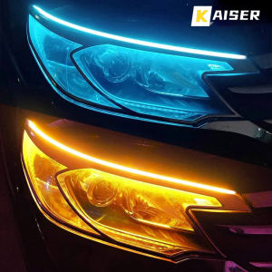 2PCS Car LED Light Strip Double Color DRL Motorcycle Auto Headlight Daytime Running Light Flexible Waterproof Light Strip Flowing Flow Guide Strip Surface Strip Tube Lamp Daytime Cars Motor Turn Signal Lights LED58