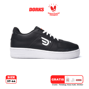 Dorks F1 Black White - Sepatu Sneakers Casual Pria Wanita Sepatu Sekolah Dorks