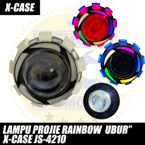 LAMPU SOROT PROJIE DEPAN | PROJIE LED RAINBOW UBUR UBUR untuk refektor Universal semua motor XCASE JS-4210