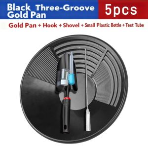 5 PCS Portable Gold Panning Pan Set Large Capacity Gold Pan Sieve Dish Practical Gold Filtrate Tool