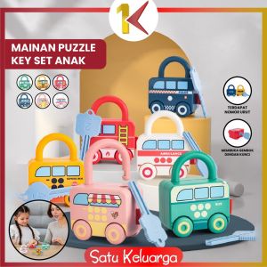 SK-M318 Mainan Puzzle Key Set Anak Mainan Kunci Gembok Motif Transportasi / Mainan Edukasi Anak