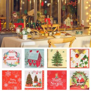 MKEB 20PCS  Home Decorations Bathroom Tissue Decor Tissue Xmas Decor Disposable Napkins Christmas Paper Napkins Serviette