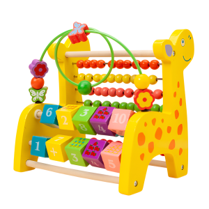 Bead Holder Parent-child Time Natural Wood Beaded Learning Rack Rotating Building Blocks Calculator