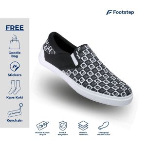 Footstep Footwear Exclusive Sepatu Pria Sneakers Motomobi Fomo Black White Original Shoes
