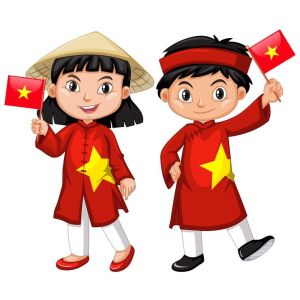 Tem Decan hình Em Bé Việt Nam Yêu Nước miếng dán Sticker chống nước Cắt sẵn