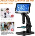 Elikliv EDM11S 7 Inch LCD Digital Microscope with Remote Control 32GB, EDM11 2000X 10 LEDs Biological Microscope for Adults Kids with Digital Microbial Lens, Windows/Mac OS Compatible. 