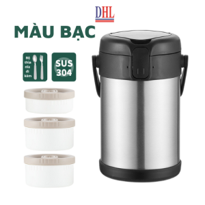 Hộp Đựng Cơm Văn Phòng Giữ Nhiệt Lồng cơm giữ nhiệt LUNCH BOX Inox 304 Cao Cấp Không Gỉ Dung Tích 2200ml