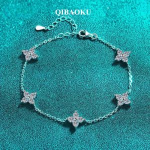 QIBAOKU 3mm 2cttw GRA Certified Moissanite Bracelets for Women Sparkling Chain Sterling Silver S925 Jewelry Birthday Gift 2026