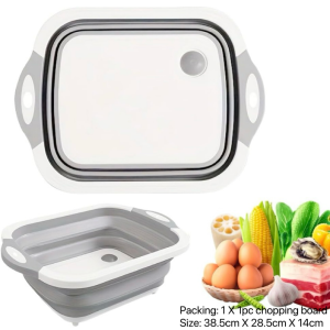 Multifunction collapsible chopping board strainer vegetable basket portable wash foldable chopping board portable chopping board cutting board kitchen drain basket plastic cutting board sangkalan plastic makapal silicone kitchen utensils set