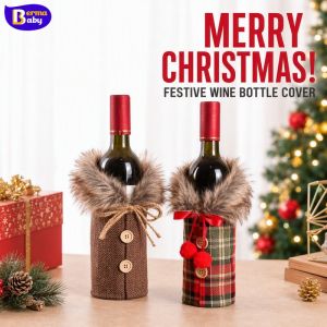 Christmas Wine Bottle Cover Drawstring Design Reusable Cloth Xmas Decor Ornament New Year Gift