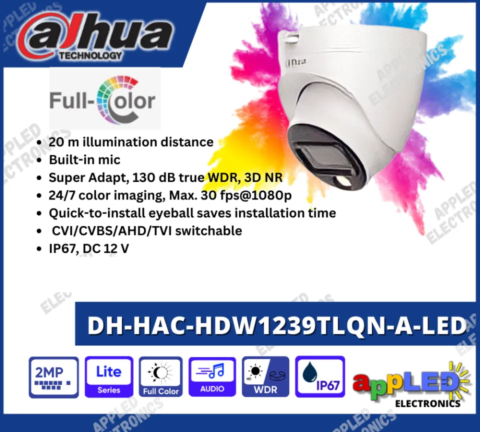 Dahua DH-HAC-HDW1239TLQN-A-LED 2MP HDCVI Eyeball Analog Full Color