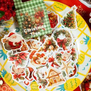 HBESTY  46pcs Cute Christmas Stickers Mini Paper Sticker Label INS Aesthetic Kawaii Snowman Stickers Stationery Scrapbooking Material