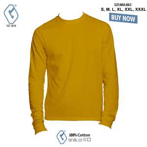 kaos polos kuning busuk combed 30s longsleeve / baju distro polos panjang