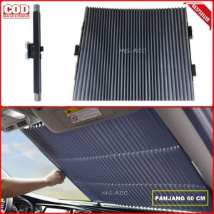 Telescopic Sunshield Kaca Mobil Anti Silau Panjang 65cm Sun Shield Tirai Kaca Depan Pelindung Panas