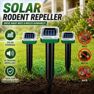 Solar Ultrasonic Pest Repeller 360° Coverage Eco-Friendly Outdoor Garden Farm Animal Deterrent