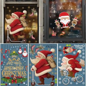 YESHE Home Decor Decorative Sticker DIY Double-sided Snowflake Santa Claus Christmas Window Sticker Glass Static Stickers Merry Christmas PVC Stickers