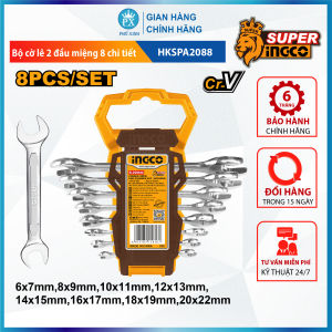 Bộ cờ lê 2 đầu miệng 8 chi tiết INGCO HKSPA2088 size 6-22mm