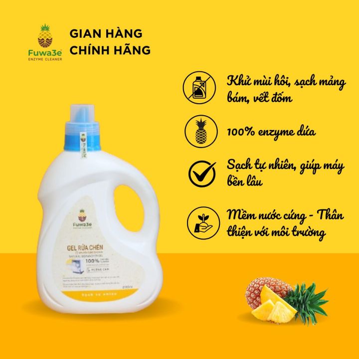 Nước rửa chén cho máy rửa chén bát Fuwa3e hữu cơ sinh học dạng gel 2L ...