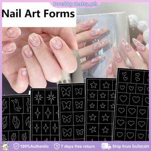 2Pcs Hollow Nail Art Stencil Stickers Star Heart Butterfly Template Design 3D Nail Decals DIY Manicure Decoration