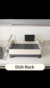 Easyhome.sg Stainless Steel Dish Drying Rack Detachable Kitchen Dish Rack with Drain Tray Dish Rack