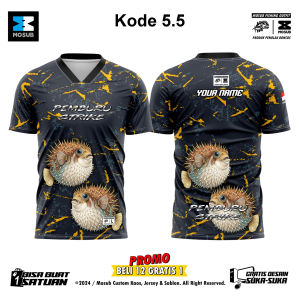 jersey pancing ikan Buntal premium gratis Nama Dan Logo Bisa Pakai Desain Sendiri terbaru Kode 5.5