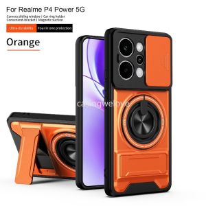 Phone Case For Realme P4 Power P4 Lite 4G 5G 2026 Magnetic Ring Cover Phone casing Shockproof Push Pull Camera Protective Back Cover