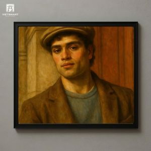 Tranh Nghệ thuật "Chàng Trai Đội Mũ" VIETSMART ART - Acrylic 60 x 70cm