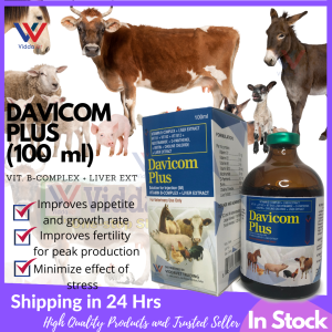 Davicom Plus - 100 ML / Vitamin B-Complex Liver Extract improves appetite and growth rate improves fertility for peak production minimize effect of stress / Davicom Plus Food Dupplement for Animals Livestock VIDDAVET Davsaic 100ml Davicom Plus