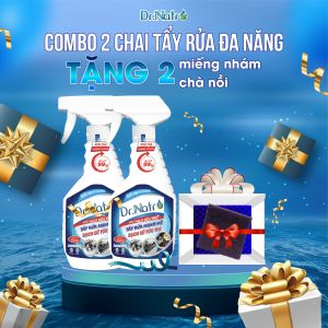 Combo 2 chai nươc tẩy đa năng Dr. Natro – Siêu Sạch Vip Pro công nghệ ION TỪ TRƯỜNG và Miếng nhám thần thánh