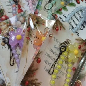 Colorful Floral Beaded Phone Lanyard with Personal Greetings for All Occasions