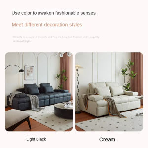 [PRE-ORDER] Italian Modern Minimalist Lawrence Sofa Bed Dual Use Integrated Push-pull Leather Multi-functional Living Room Sofa